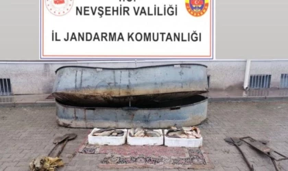 Nevşehir'de kaçak balık avlayan 4 kişi suçüstü yakalandı